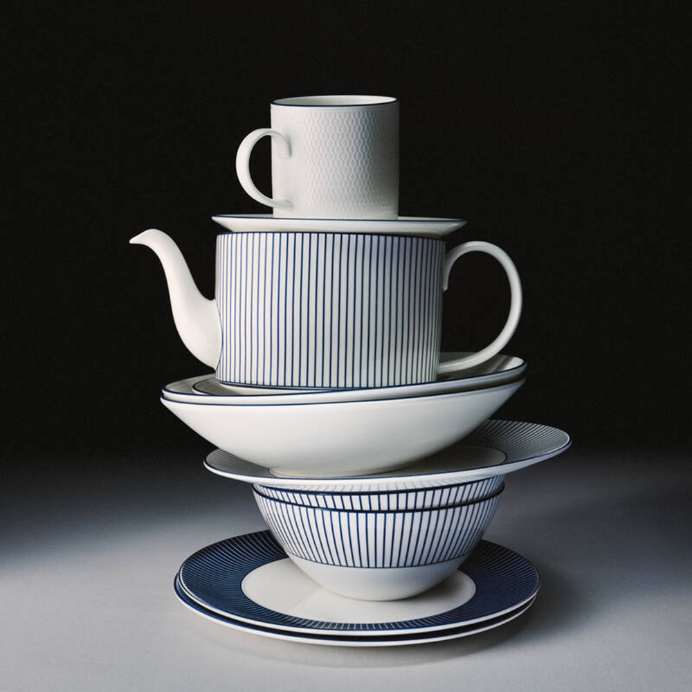 ストライプホワイトポット