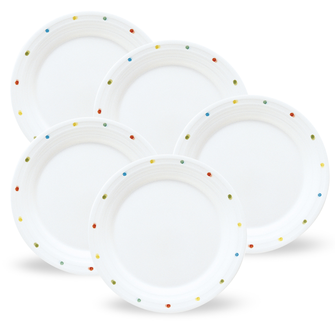 【数量限定】【特別提供品】デイプラス プレートセット(ドット) 22cm 5点セット 電子レンジ 食洗機対応 (40627-33560)