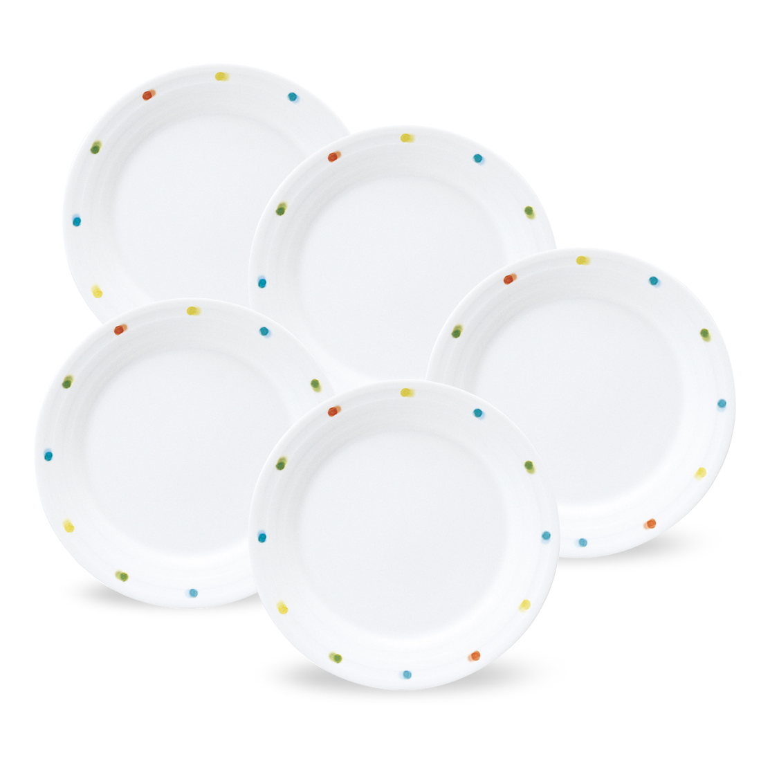 【数量限定】【特別提供品】デイプラス プレートセット(ドット) 16cm 5点セット 電子レンジ 食洗機対応 (40627-33561)