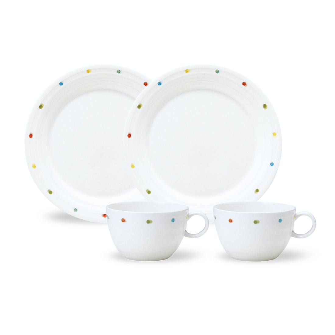 【数量限定】【特別提供品】デイプラス プレート＆スープマグペアセット(ドット) 電子レンジ 食洗機対応 (40627-33563)