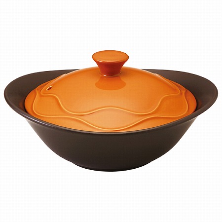 ナルミ フタ付クックボウル(オレンジ) 800cc 直火 オーブン 電子レンジ対応 (41115-33021)