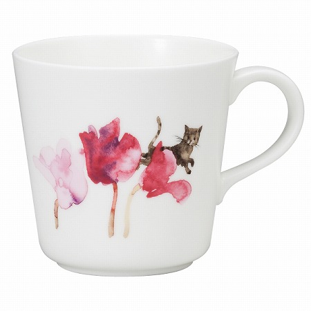 いわさきちひろ マグカップ(シクラメンと猫) 340cc 電子レンジ温め 食洗機対応 (52095-2923)