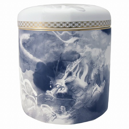 骨壺 12面取 墨彩龍 7寸 (96893-9886)