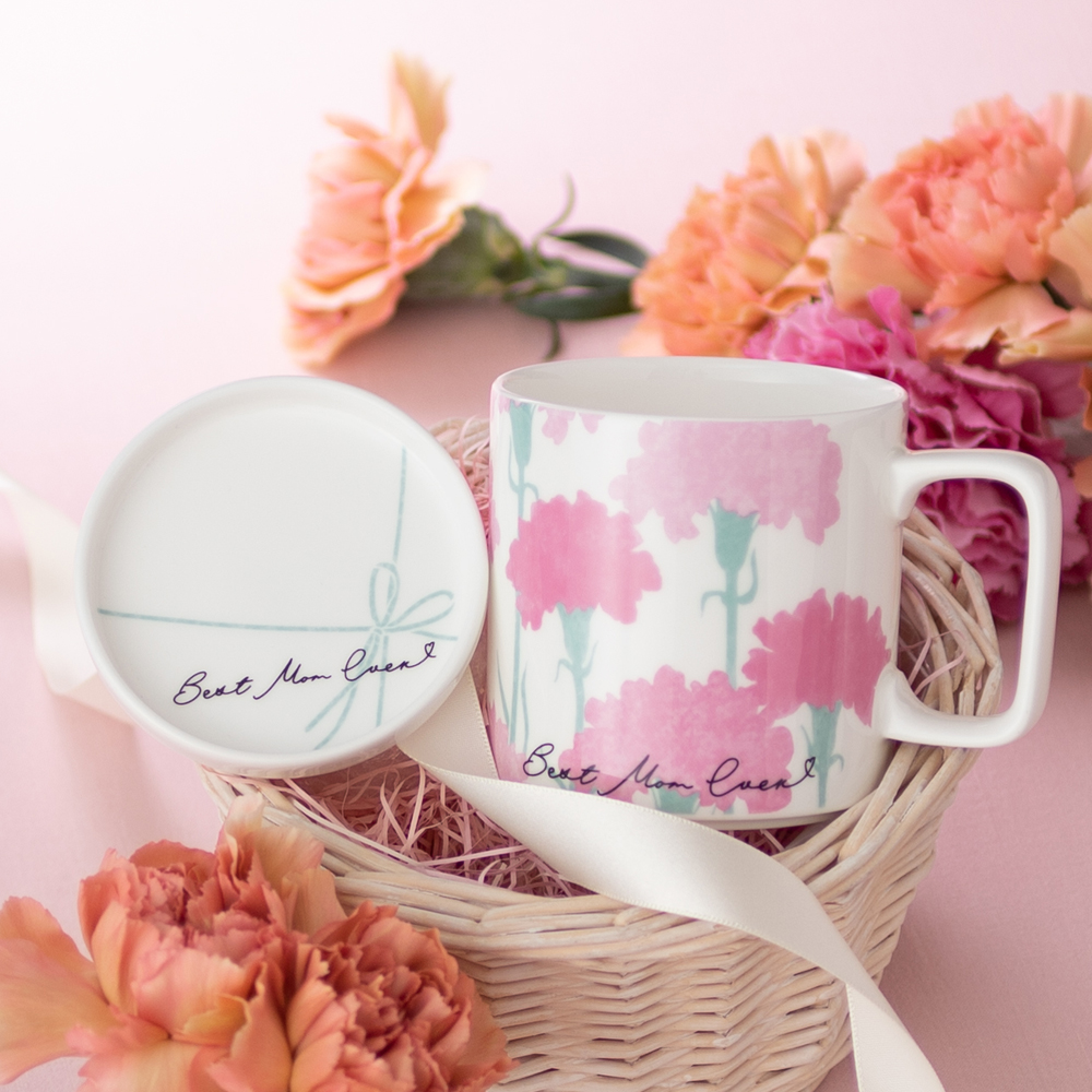 ダズンフラワー フタ付マグカップ(ピンク) 290cc 電子レンジ温め 食洗機対応 (97198-23377)