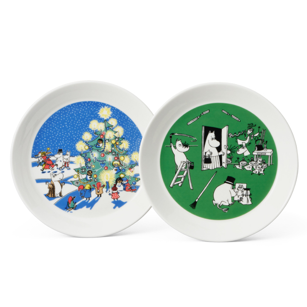 ムーミン プレートセット ペア(ムーミンコレクターズ ドローイング&クリスマス) 19cm オーブン 電子レンジ 食洗機対応 (ARB801-1059787)