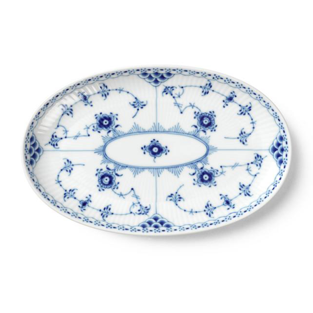 ブルーフルーテッド ハーフレース オーバルディッシュ 23cm 電子レンジ 食洗機対応 (RC02-1064775)