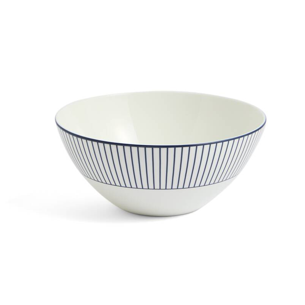 【取り寄せ品】 ジオ ブルー ボウル ピンストライプ ホワイト 16㎝ 電子レンジ温め 食洗機対応 (WW80-1079122)