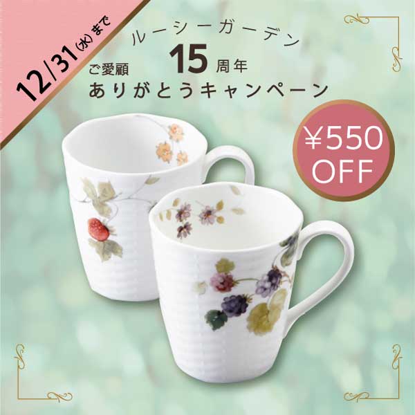 【15周年特別価格】ルーシーガーデン マグカップセット(アソート) 370cc 2人用 電子レンジ温め 食洗機対応 (96011-21903P)