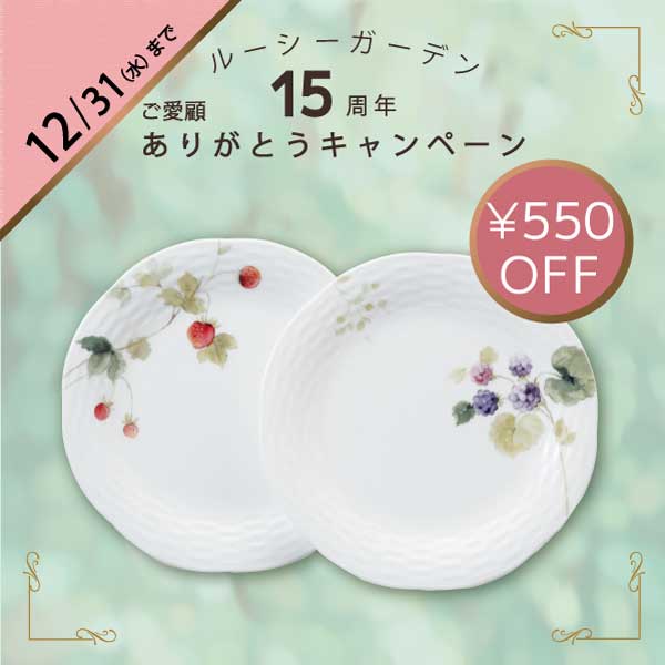 【15周年特別価格】ルーシーガーデン プレートセット(アソート) 20cm 2人用 電子レンジ温め 食洗機対応 (96011-23066P)